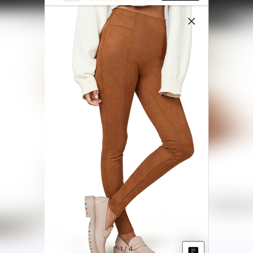 Spanx Women's High Waist Rich Caramel  Faux Suede Leggings Size XS